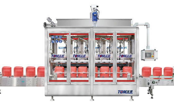 5L-30L 8 فوهات آلة تعبئة المواد التشحيمية PLC التحكم